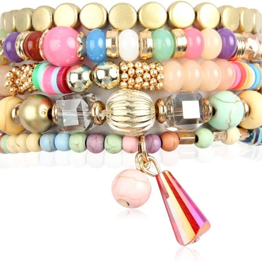 Bohemian Mix Bead Multi Layer Versatile Statement Bracelets - Stackable Beaded S